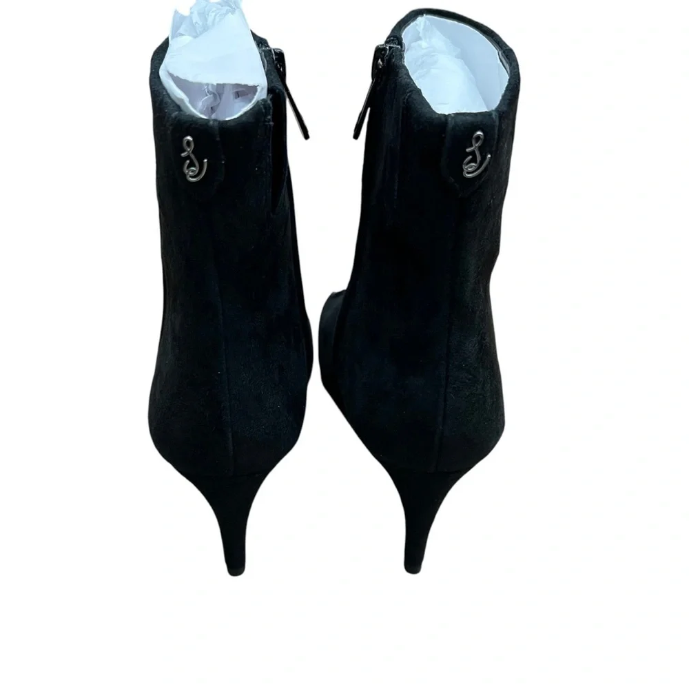 Sam Edelman Black Suede Boots with Pearl accents 2.5 inch heal Size 7.5 - Picture 5 of 11